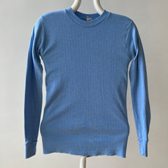 1970s Baby Blue Thermal Style Long Sleeve T Shirt