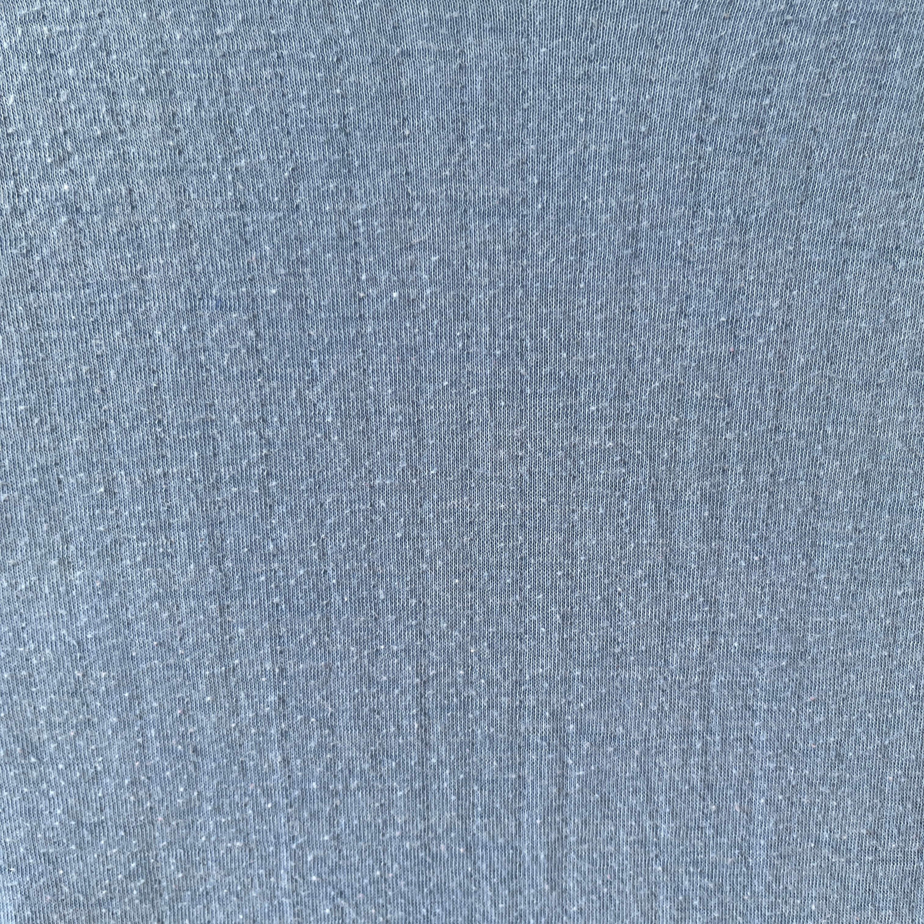 1970s Baby Blue Thermal Style Long Sleeve T Shirt