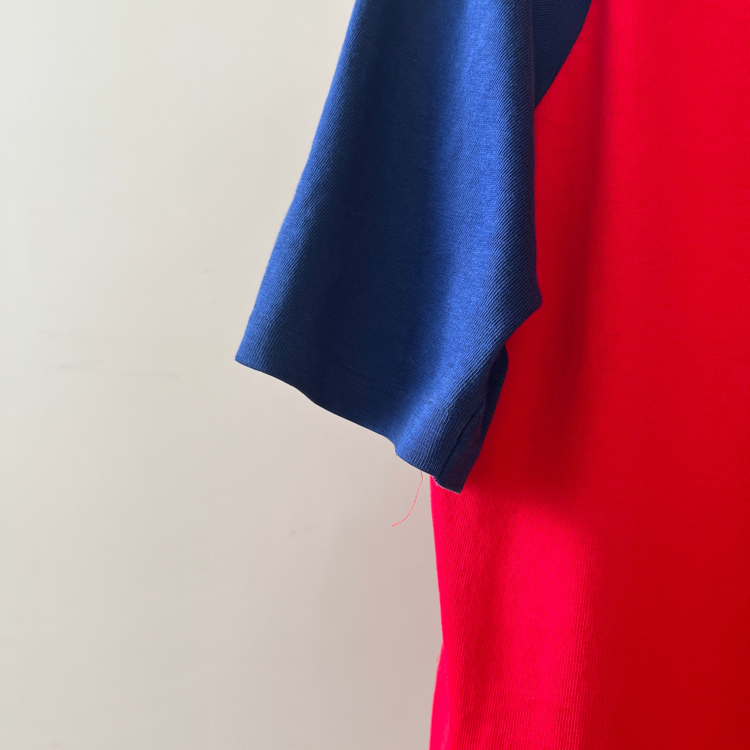 1970s Two Tone Red and Blue Pocket T Shirt