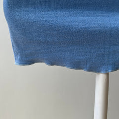 1970s Baby Blue Thermal Style Long Sleeve T Shirt