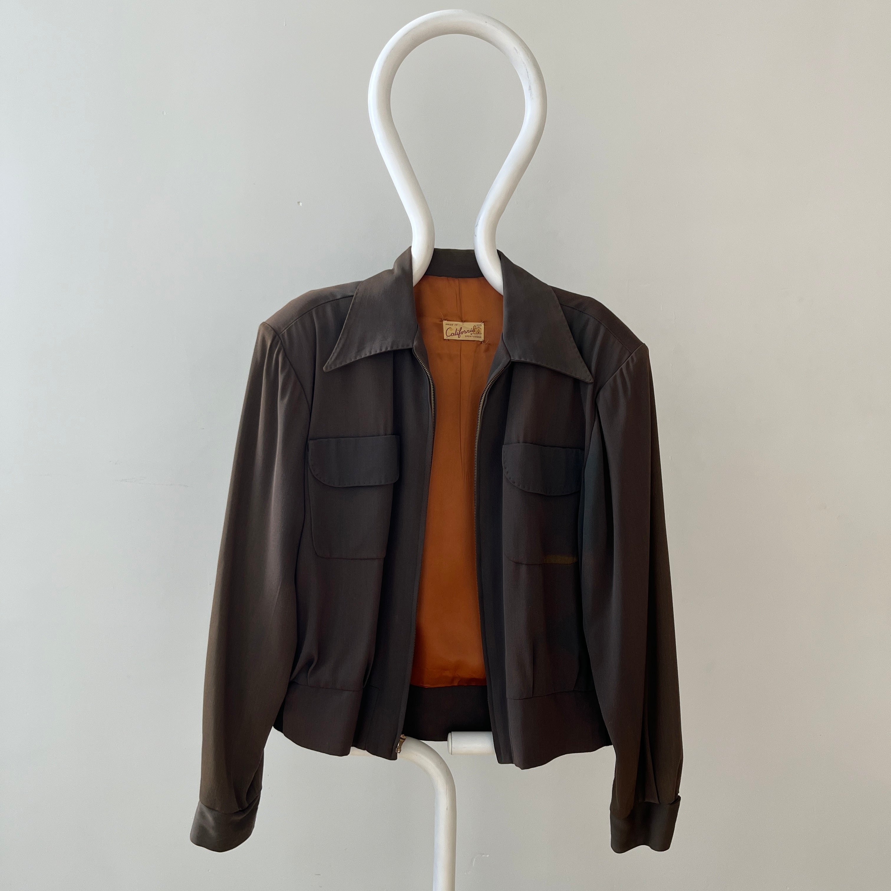 1950s Dark Green/Grey Rockabilly Zip Up Jacket