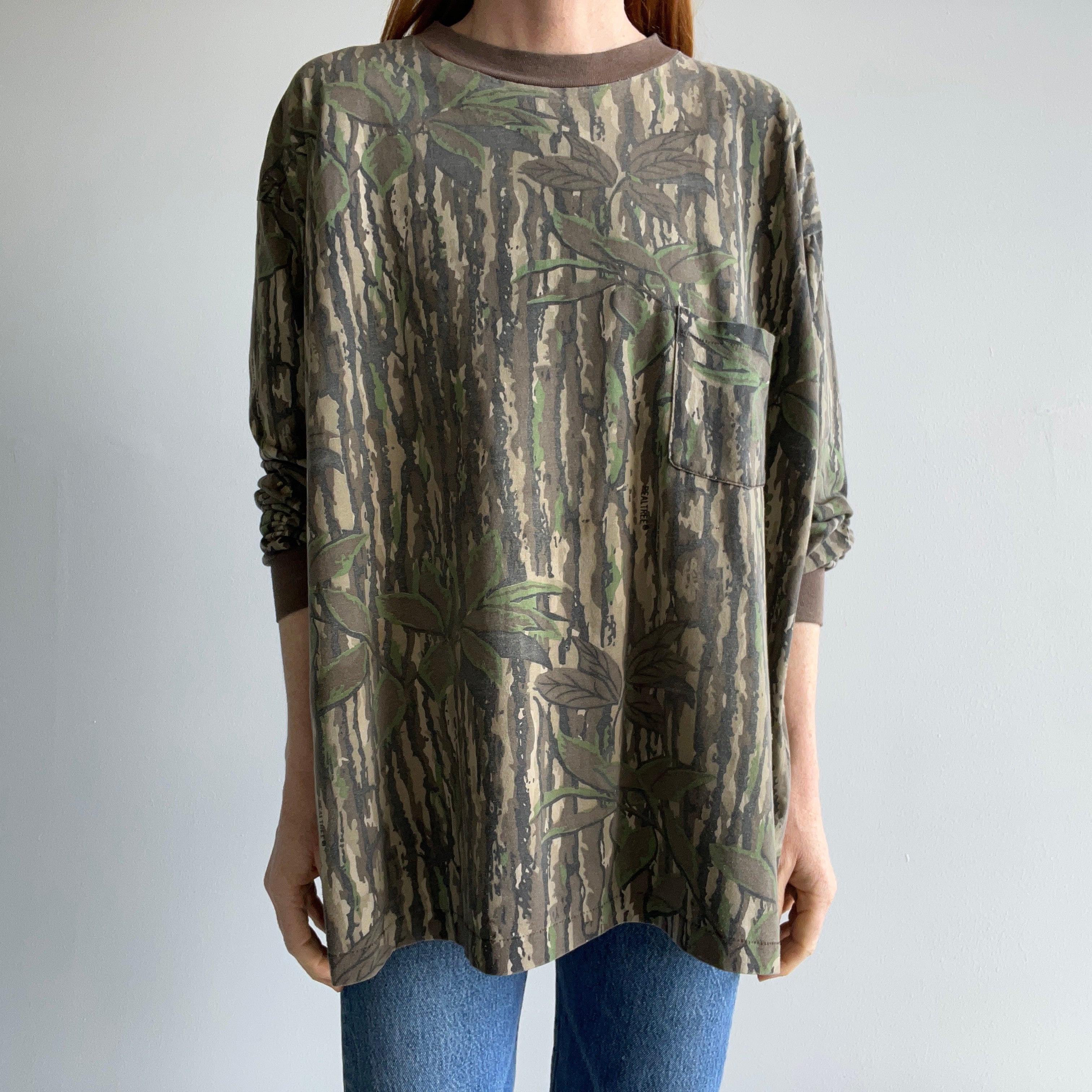 1980/90s Hand Mended Real Trees by Redhead Long Sleeve Camo T-Shirt - THIS