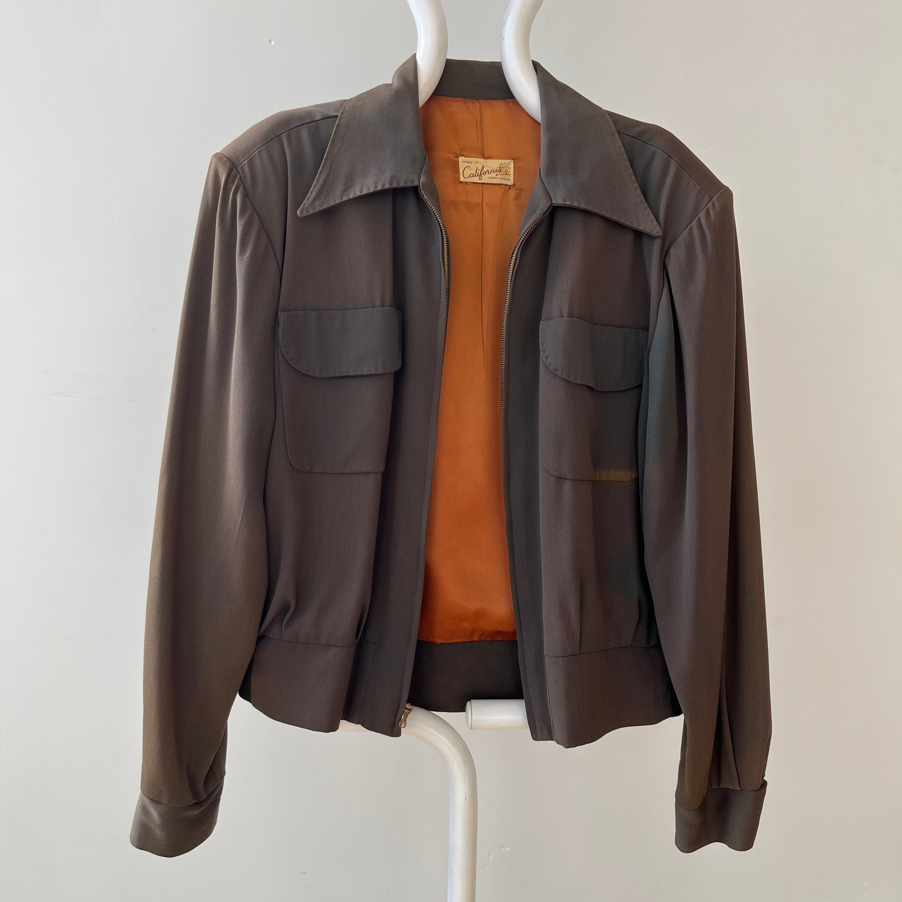 1950s Dark Green/Grey Rockabilly Zip Up Jacket