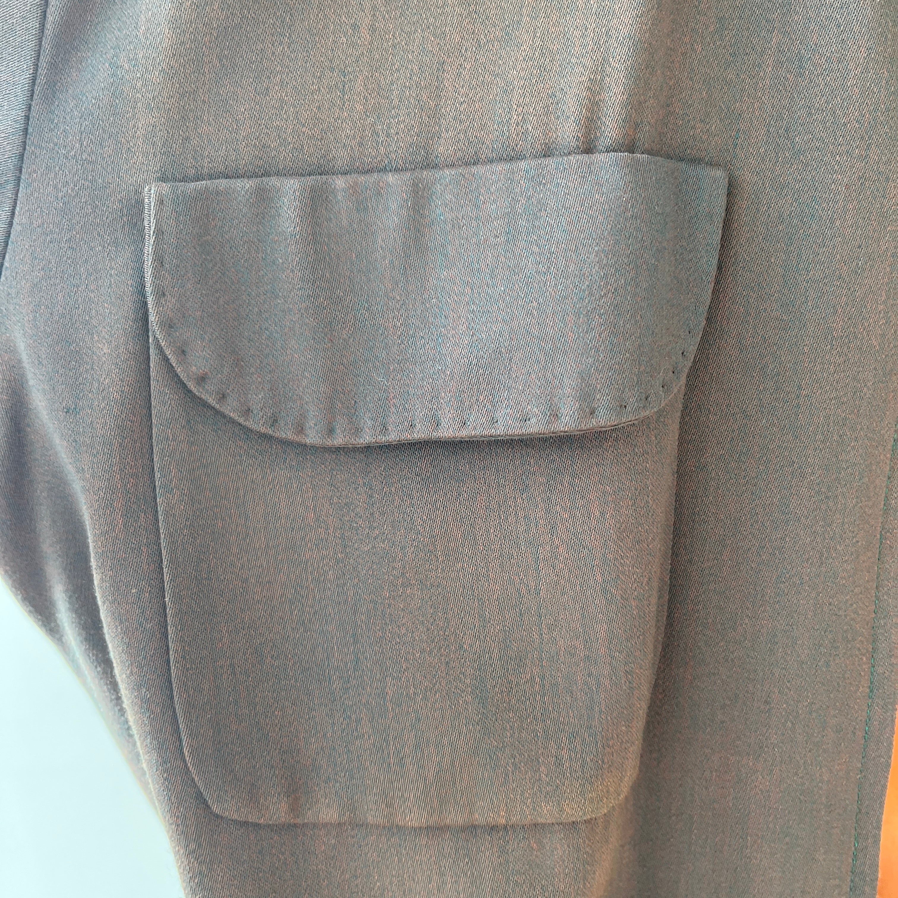 1950s Dark Green/Grey Rockabilly Zip Up Jacket