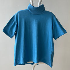 1970s Baby Blue Mock Neck T Shirt - Mock Necks Are Hot RN