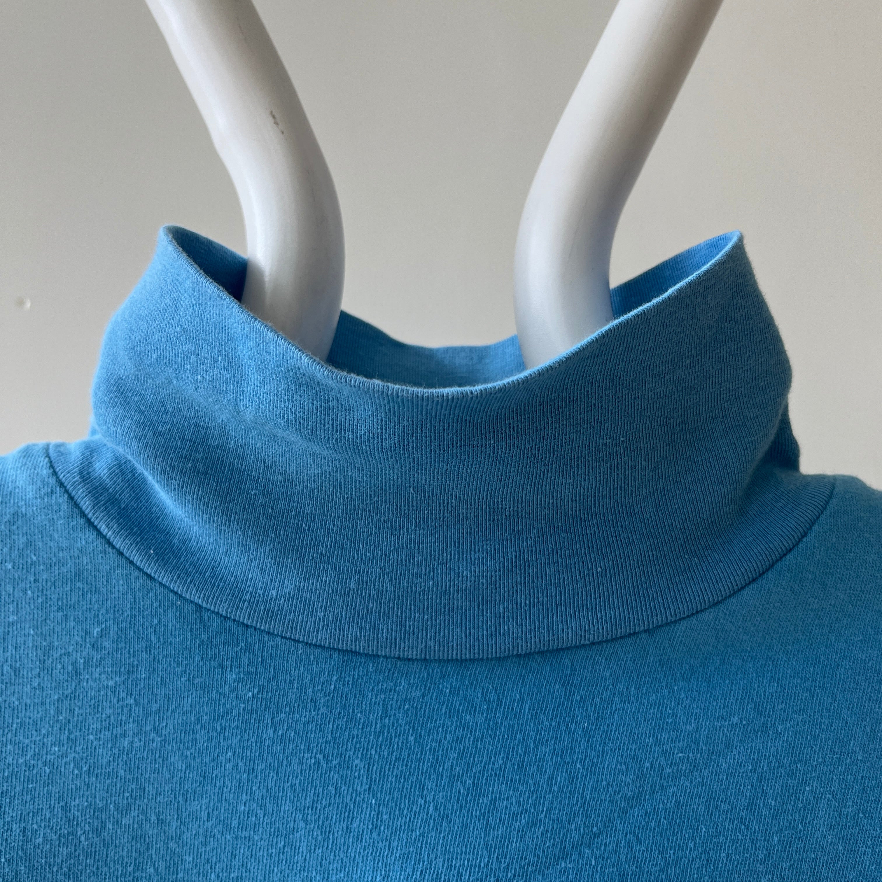 1970s Baby Blue Mock Neck T Shirt - Mock Necks Are Hot RN