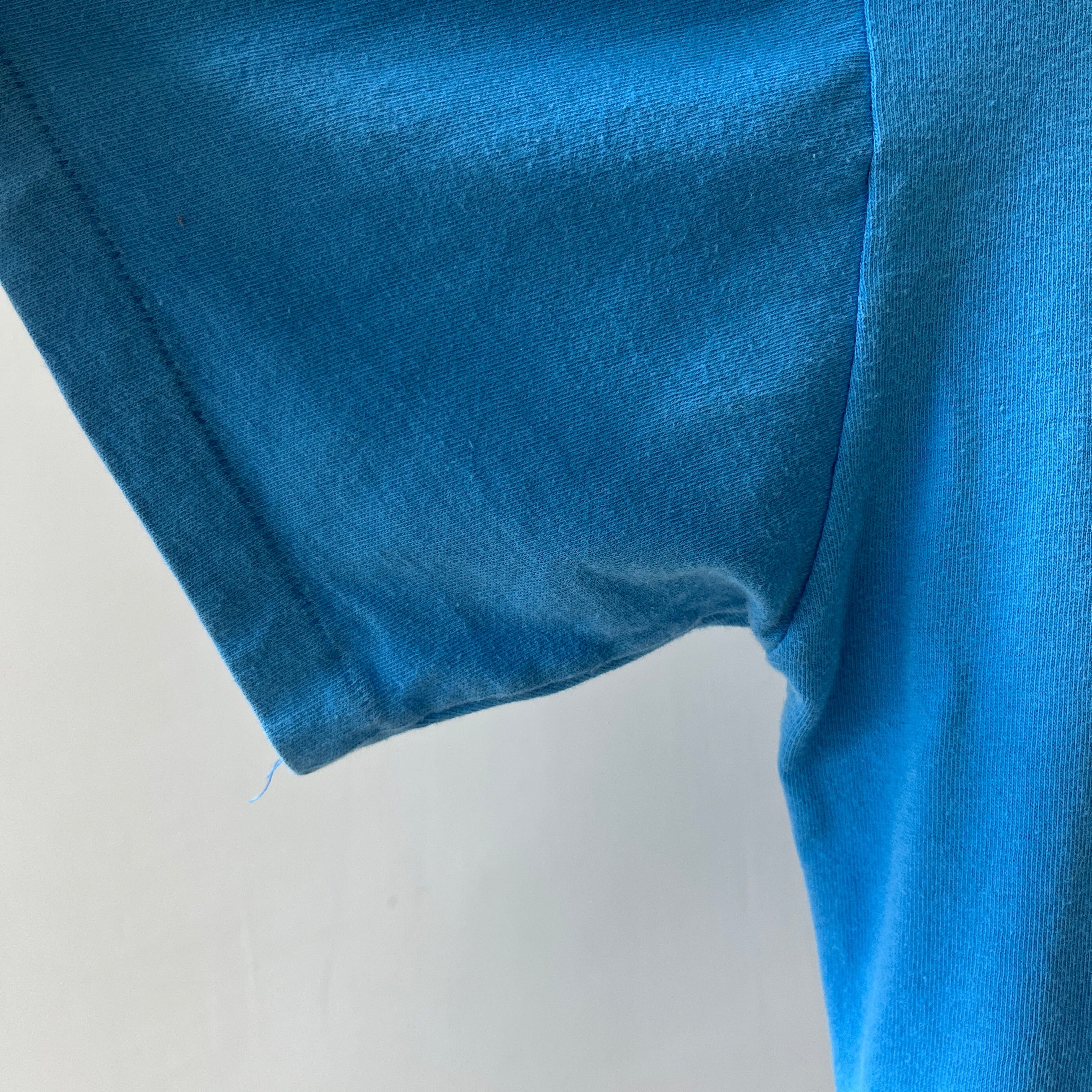 1970s Baby Blue Mock Neck T Shirt - Mock Necks Are Hot RN