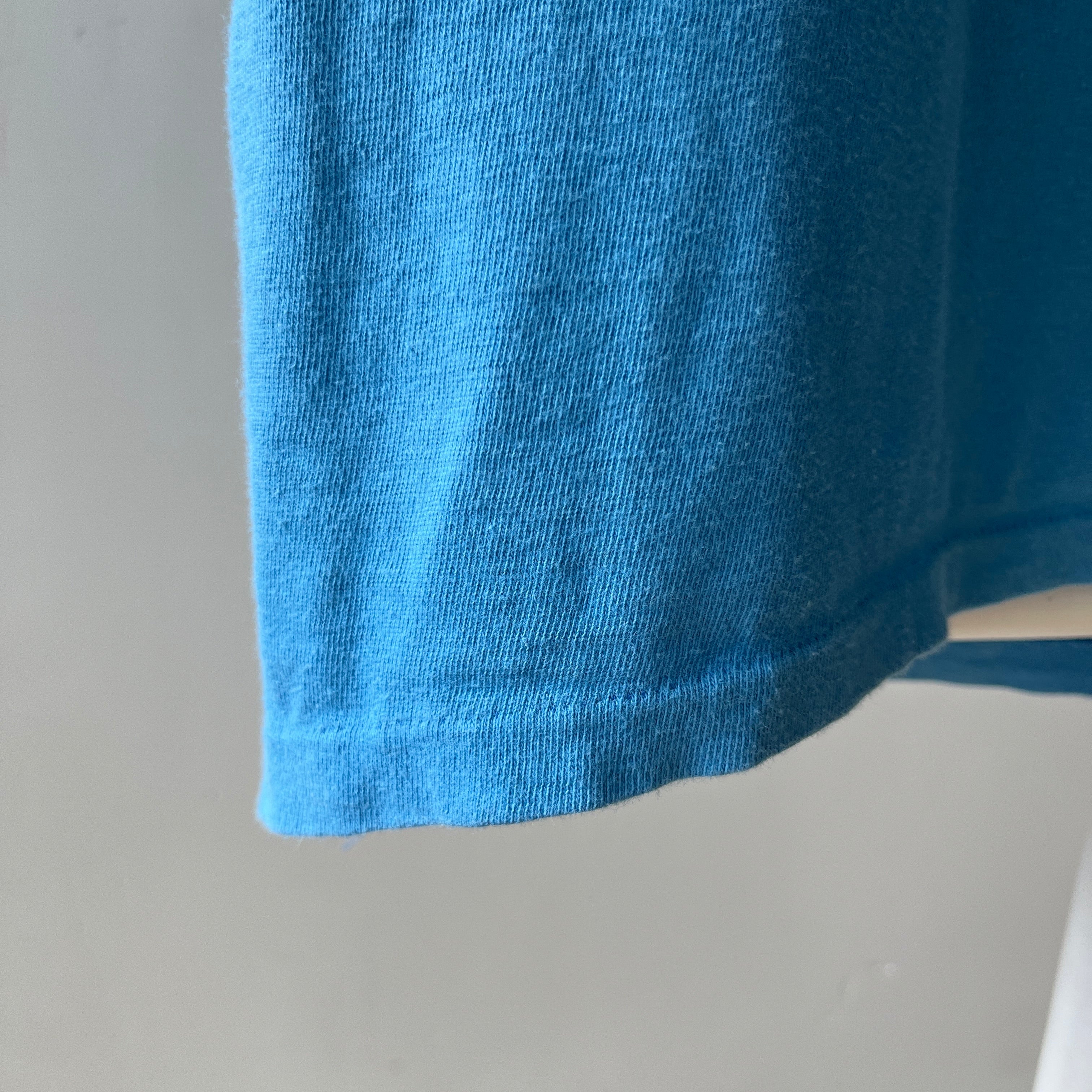 1970s Baby Blue Mock Neck T Shirt - Mock Necks Are Hot RN