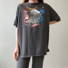 1987 Faded Black 3D Emblem Harley T Shirt - V COLLECTIBLE
