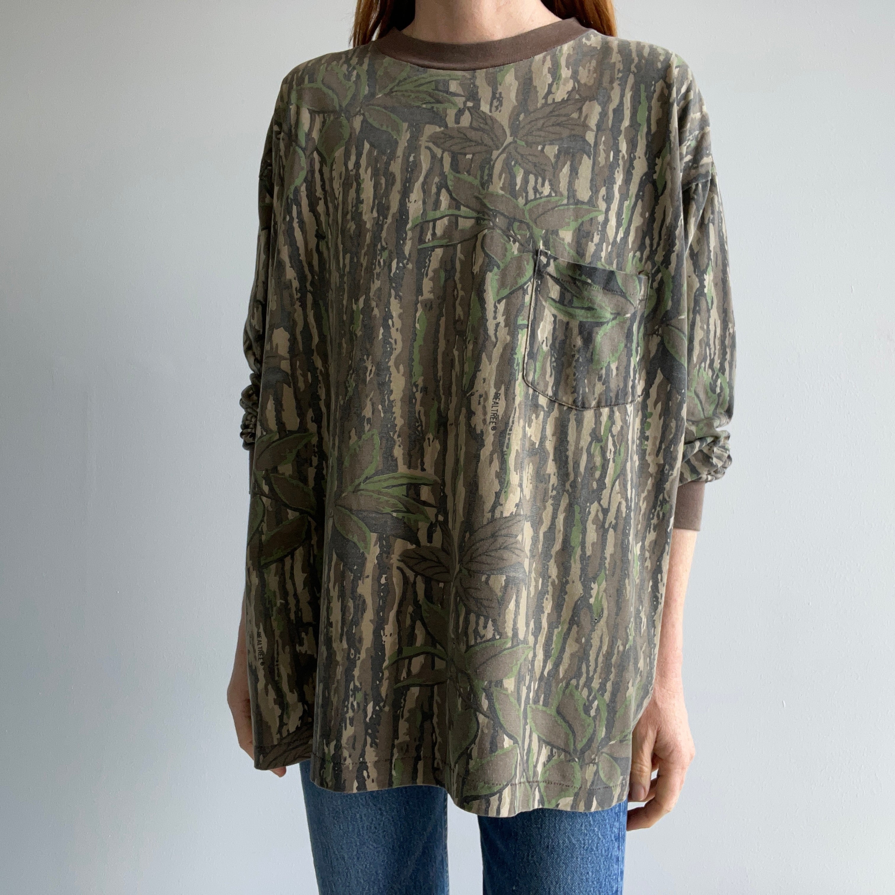 1980/90s Hand Mended Real Trees by Redhead Long Sleeve Camo T-Shirt - THIS