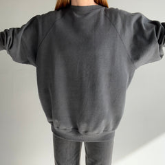 1990s Faded Black to Gray/Deep Gray Low Pit Relaxed Fit Sweatshirt