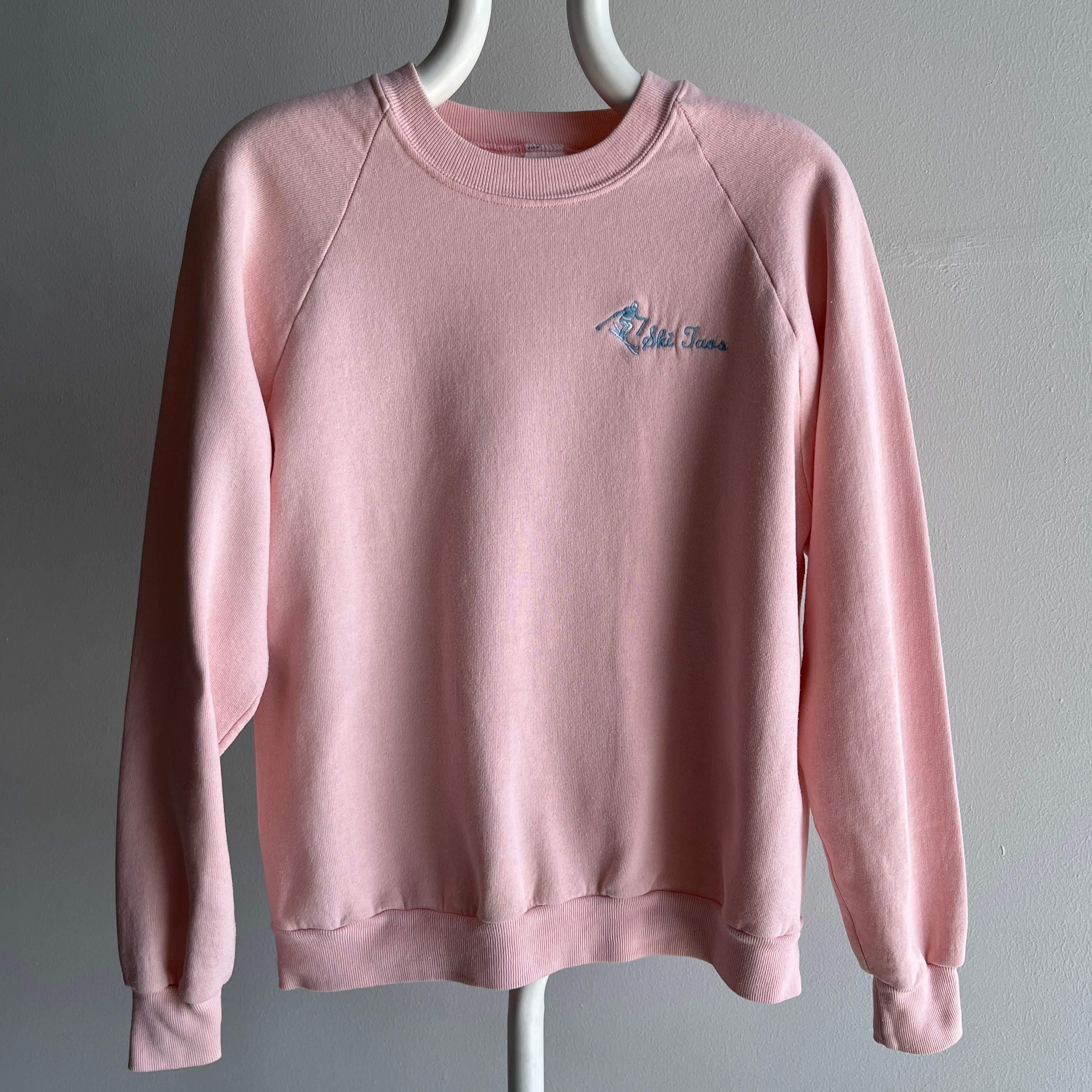 1980s Ski Taos Pale Pink Sweatshirt by Jerzees