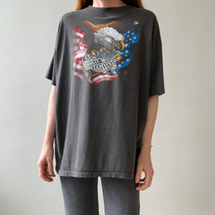 1987 Faded Black 3D Emblem Harley T Shirt - V COLLECTIBLE
