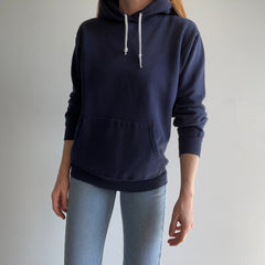 1980s Blank Navy Pull Over Hoodie