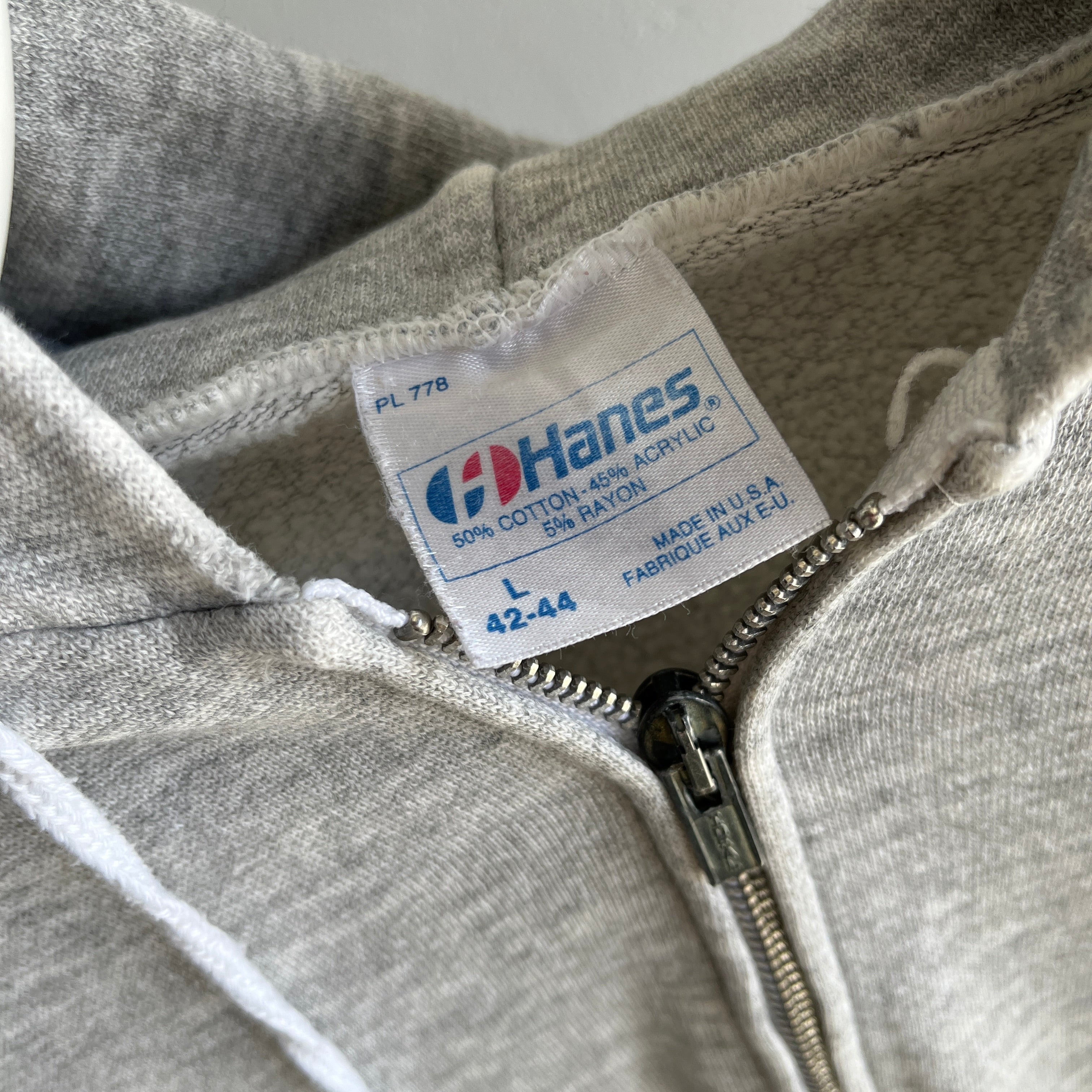 1980s Perfectly Worn Blank Gray Hoodie by Hanes