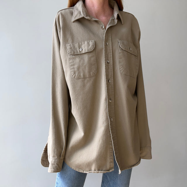 1980s Tan Flannel Button Up - Five Brothers