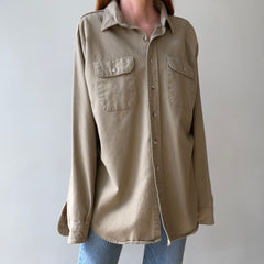 1980s Tan Flannel Button Up - Five Brothers