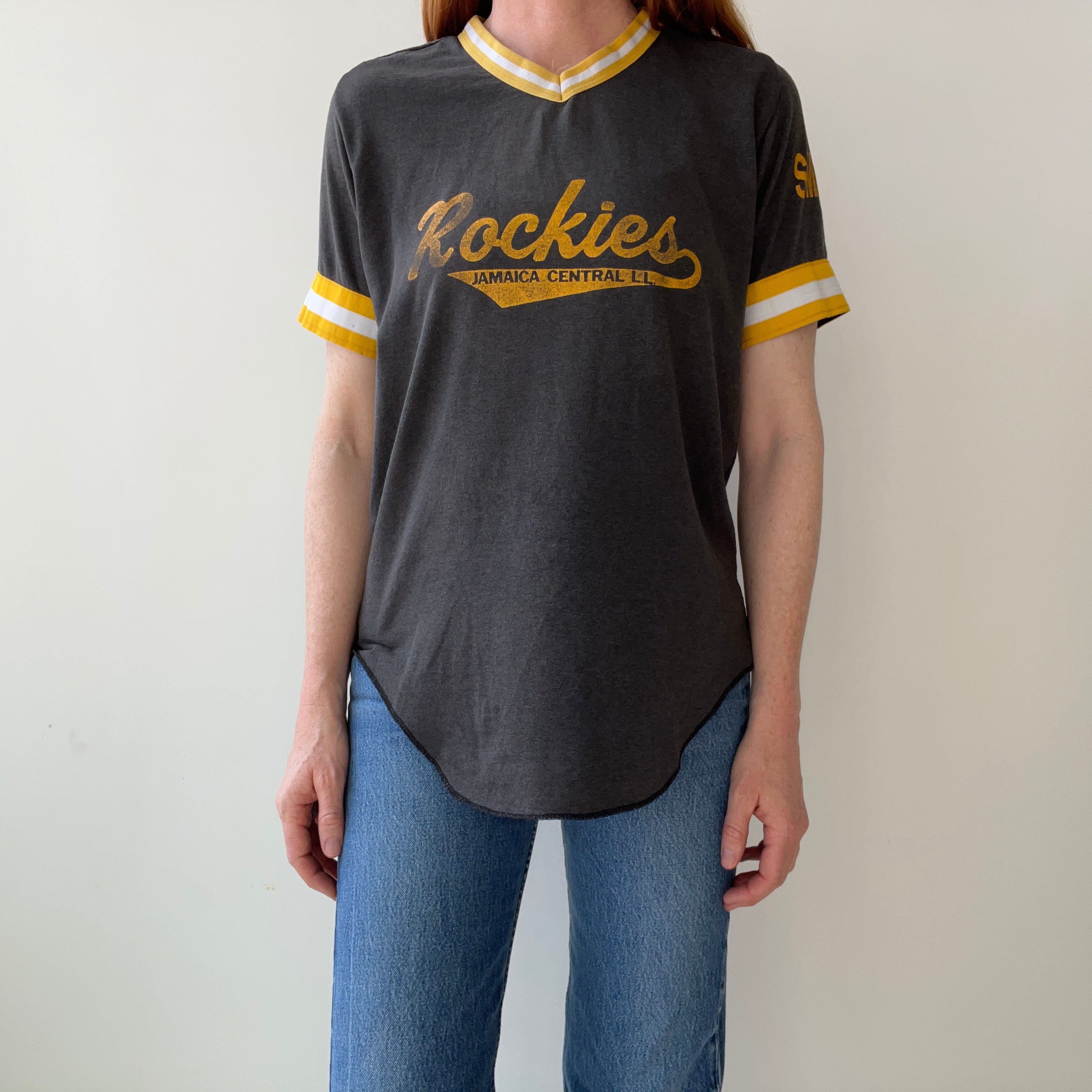 1980s Rockies Jamaica Central Sports T-Shirt with 21 on the Backside