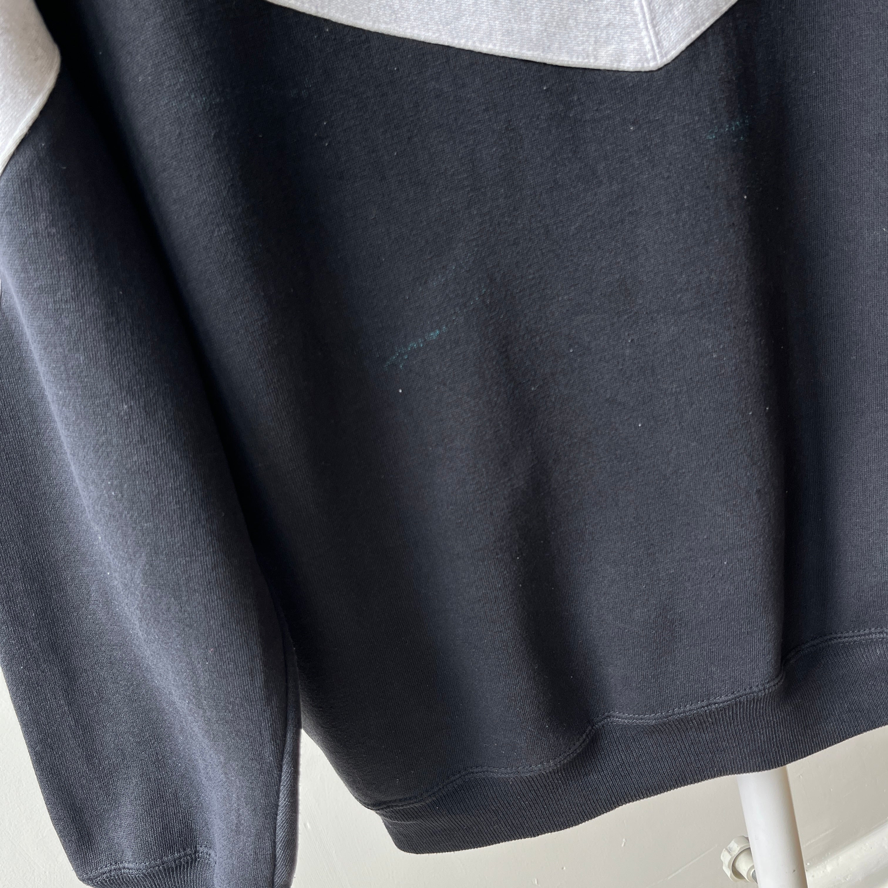 1980s Color Block Gray and Black Sweatshirt