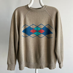 1970s Argyle Sweatshirt that is Perfectly Worn