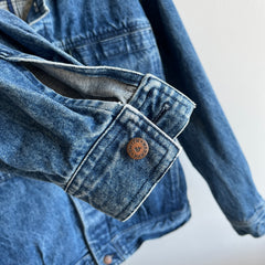 1990s Smith & Hawkens Larger Denim Jean Jacket with Awesome Pleats and Velcro