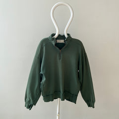 1980s Green Thrashed L.L. Bean Quarter Zip Sweatshirt