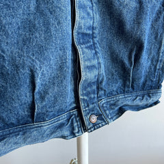 1990s Smith & Hawkens Larger Denim Jean Jacket with Awesome Pleats and Velcro