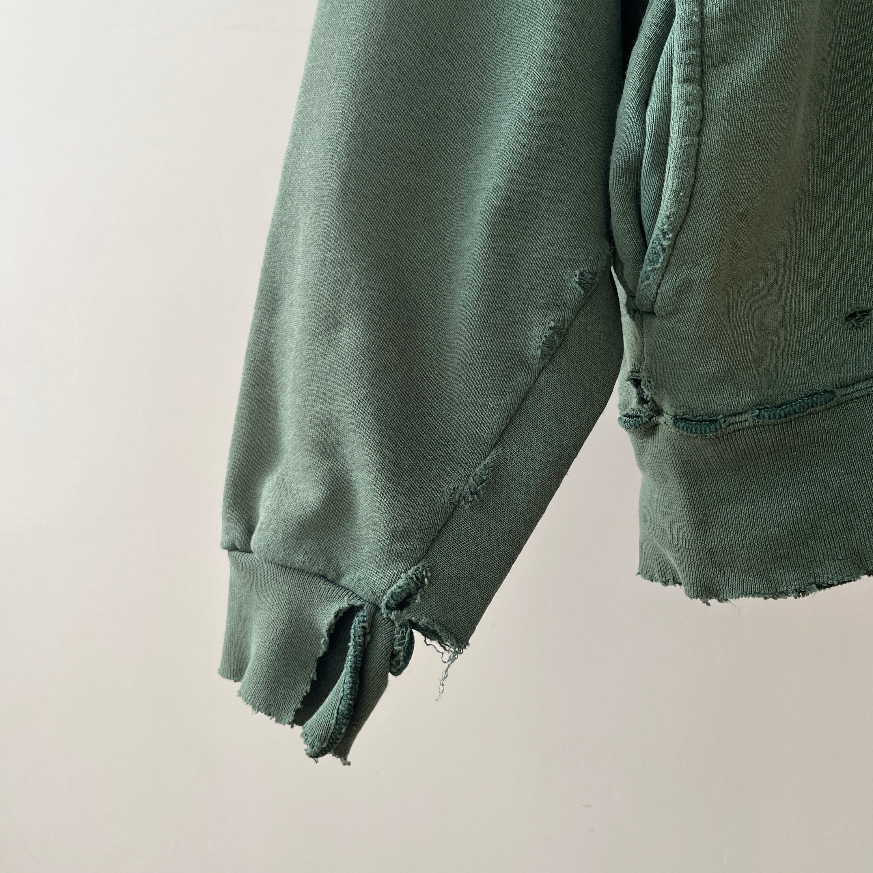 1980s Green Thrashed L.L. Bean Quarter Zip Sweatshirt