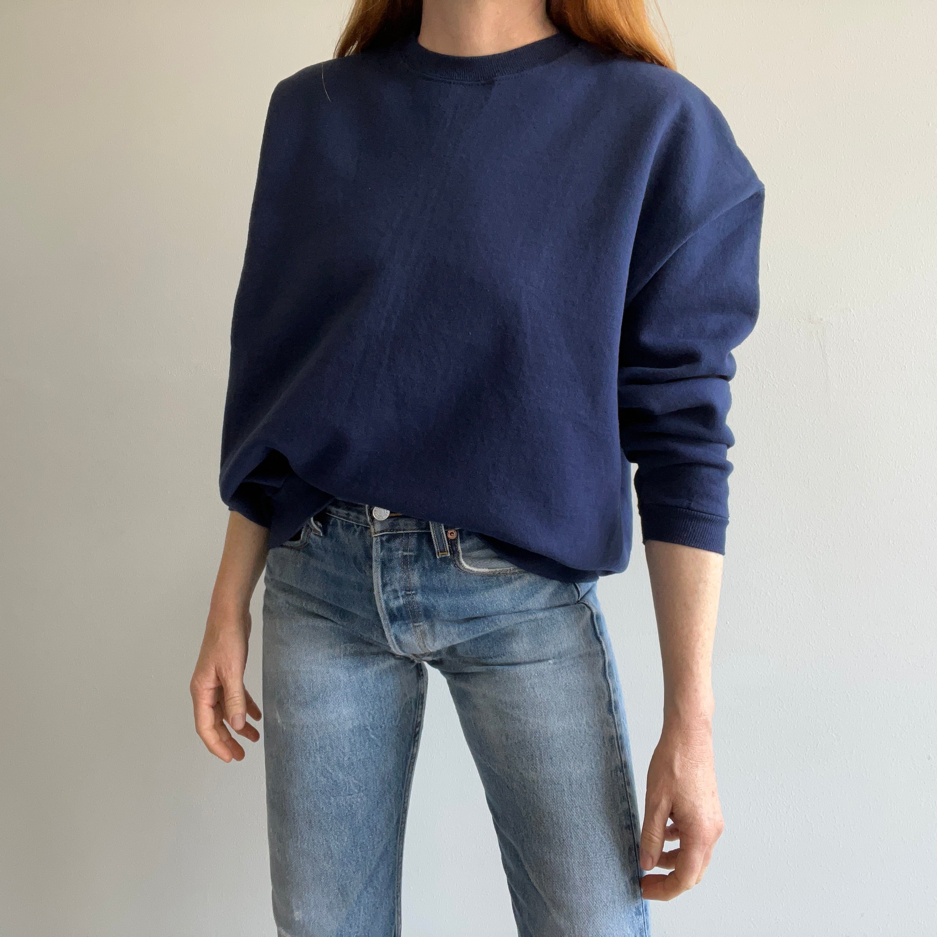 1990s Blank Navy HHW Sweatshirt