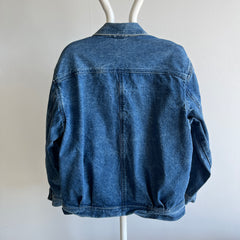 1990s Smith & Hawkens Larger Denim Jean Jacket with Awesome Pleats and Velcro