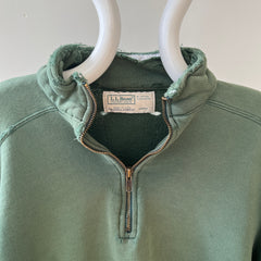 1980s Green Thrashed L.L. Bean Quarter Zip Sweatshirt