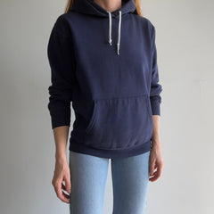 1980s Blank Navy Pull Over Hoodie