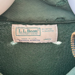 1980s Green Thrashed L.L. Bean Quarter Zip Sweatshirt