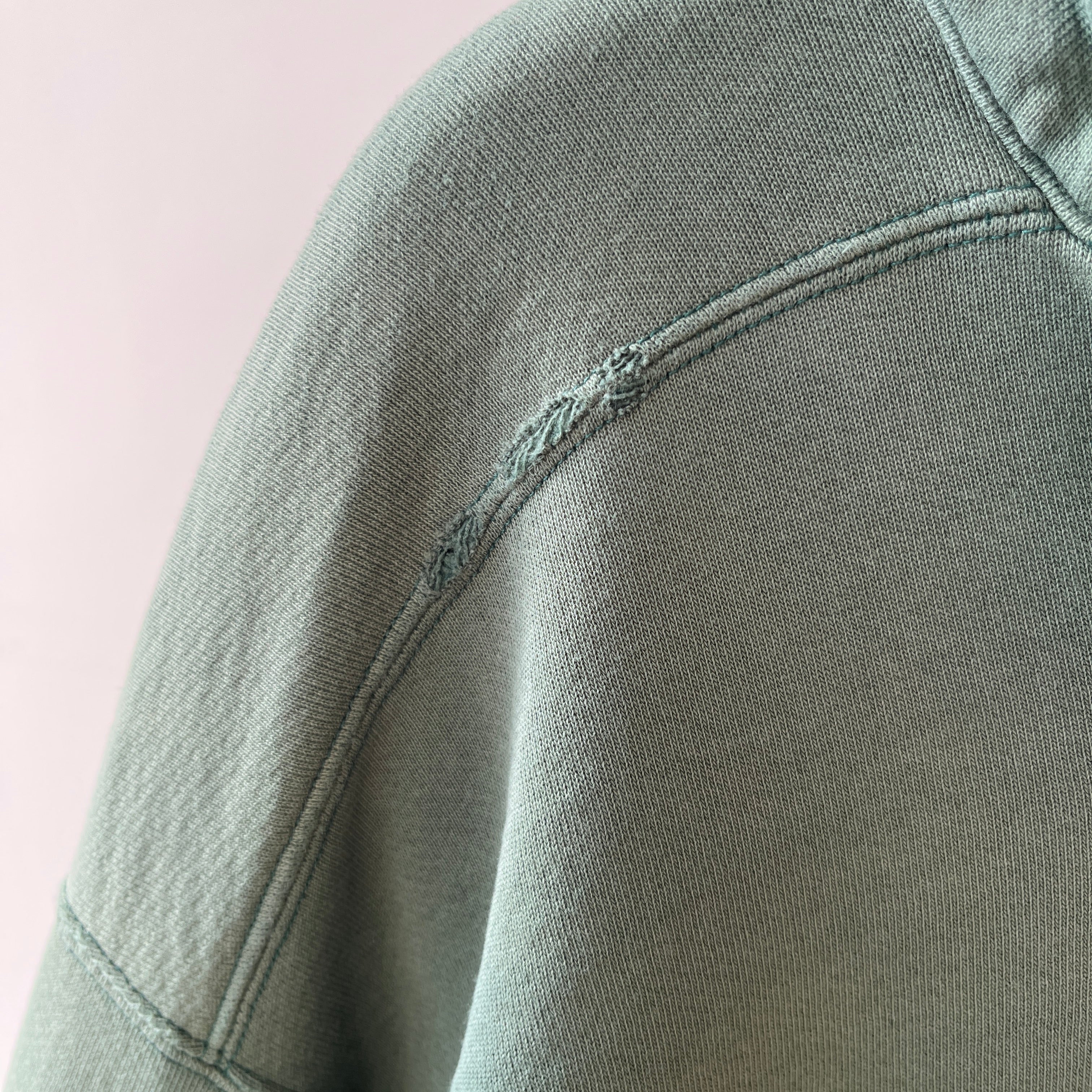 1980s Green Thrashed L.L. Bean Quarter Zip Sweatshirt