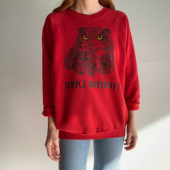 1980s Temple University Hemmed Sleeve Owl Sweatshirt - WORN