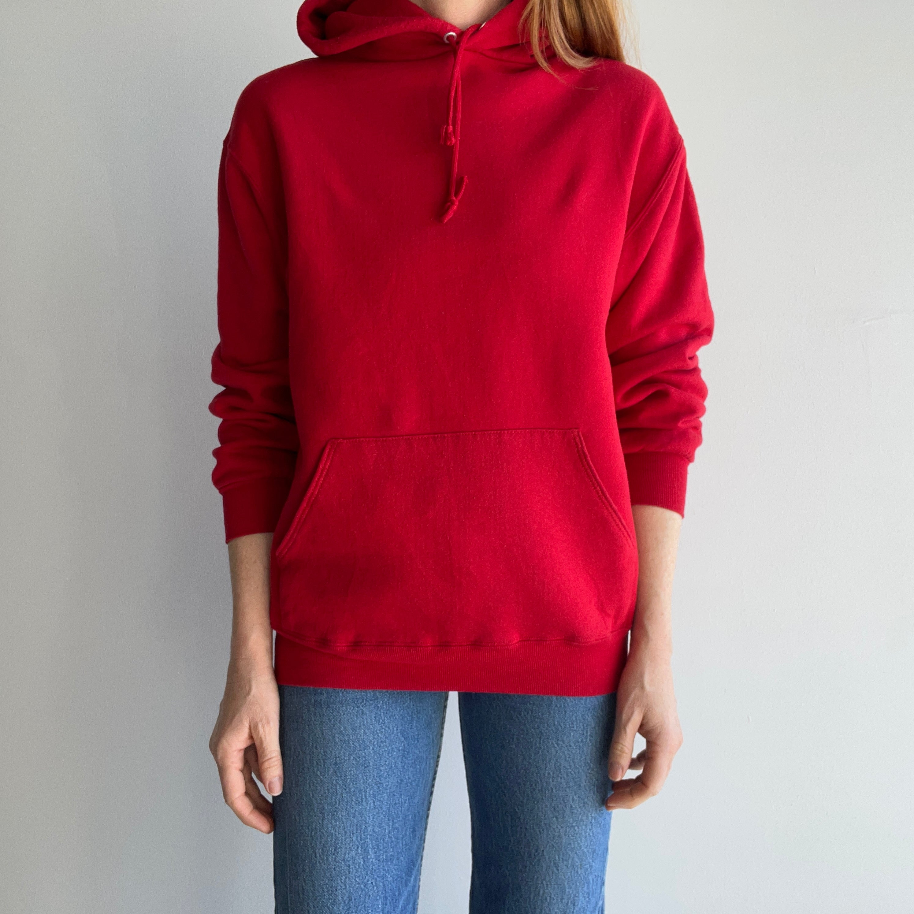 1980s Cardinal Red Pullover Hoodie by Jerzees