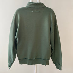1980s Green Thrashed L.L. Bean Quarter Zip Sweatshirt
