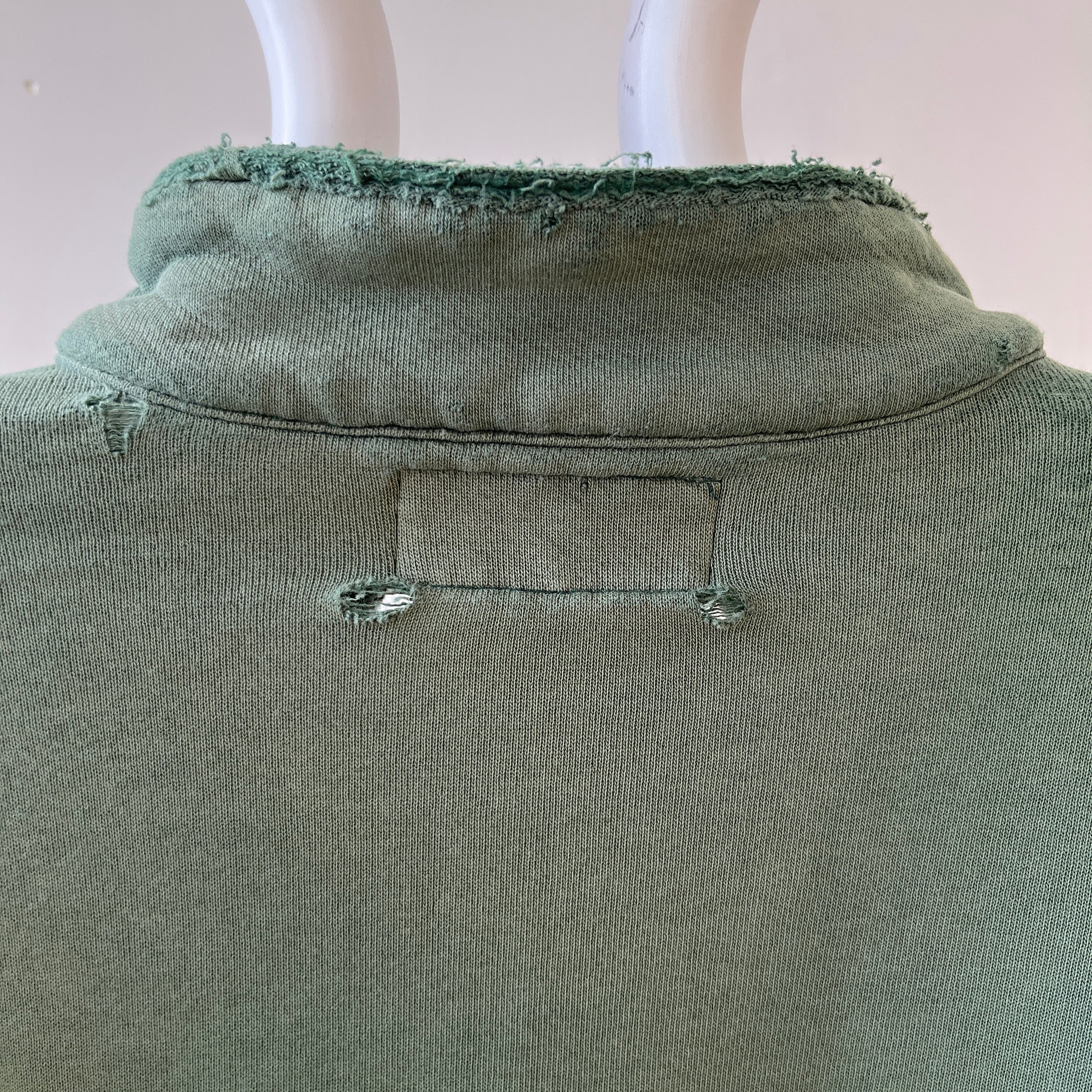 1980s Green Thrashed L.L. Bean Quarter Zip Sweatshirt