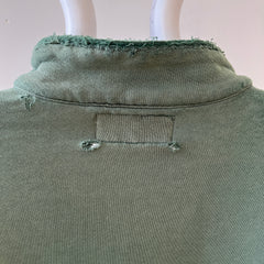 1980s Green Thrashed L.L. Bean Quarter Zip Sweatshirt