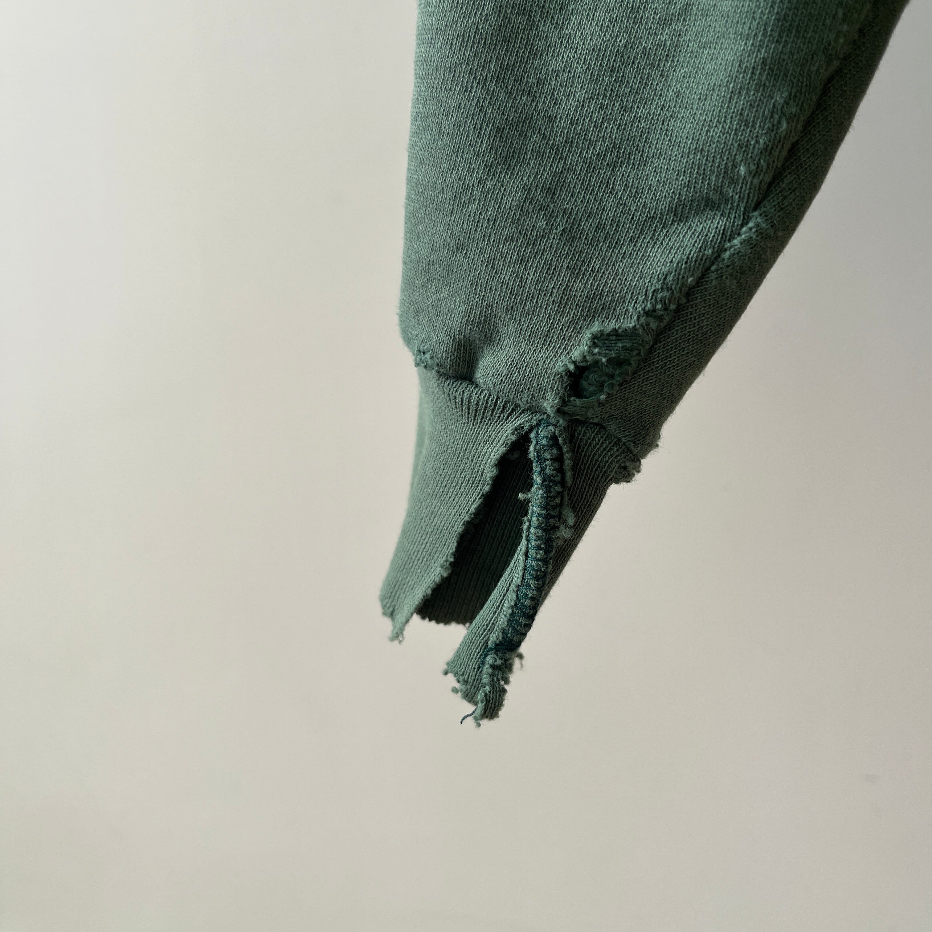 1980s Green Thrashed L.L. Bean Quarter Zip Sweatshirt