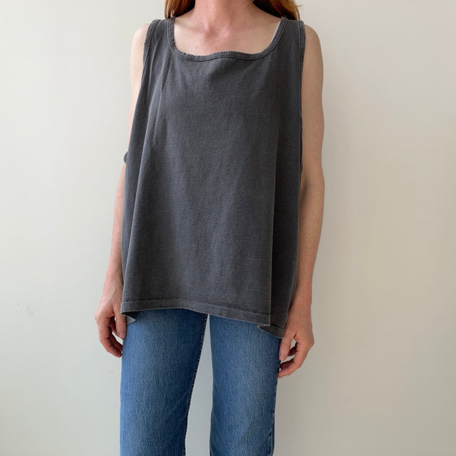 1990s Dark Gray/Faded Black Larger Boxy Tank Top