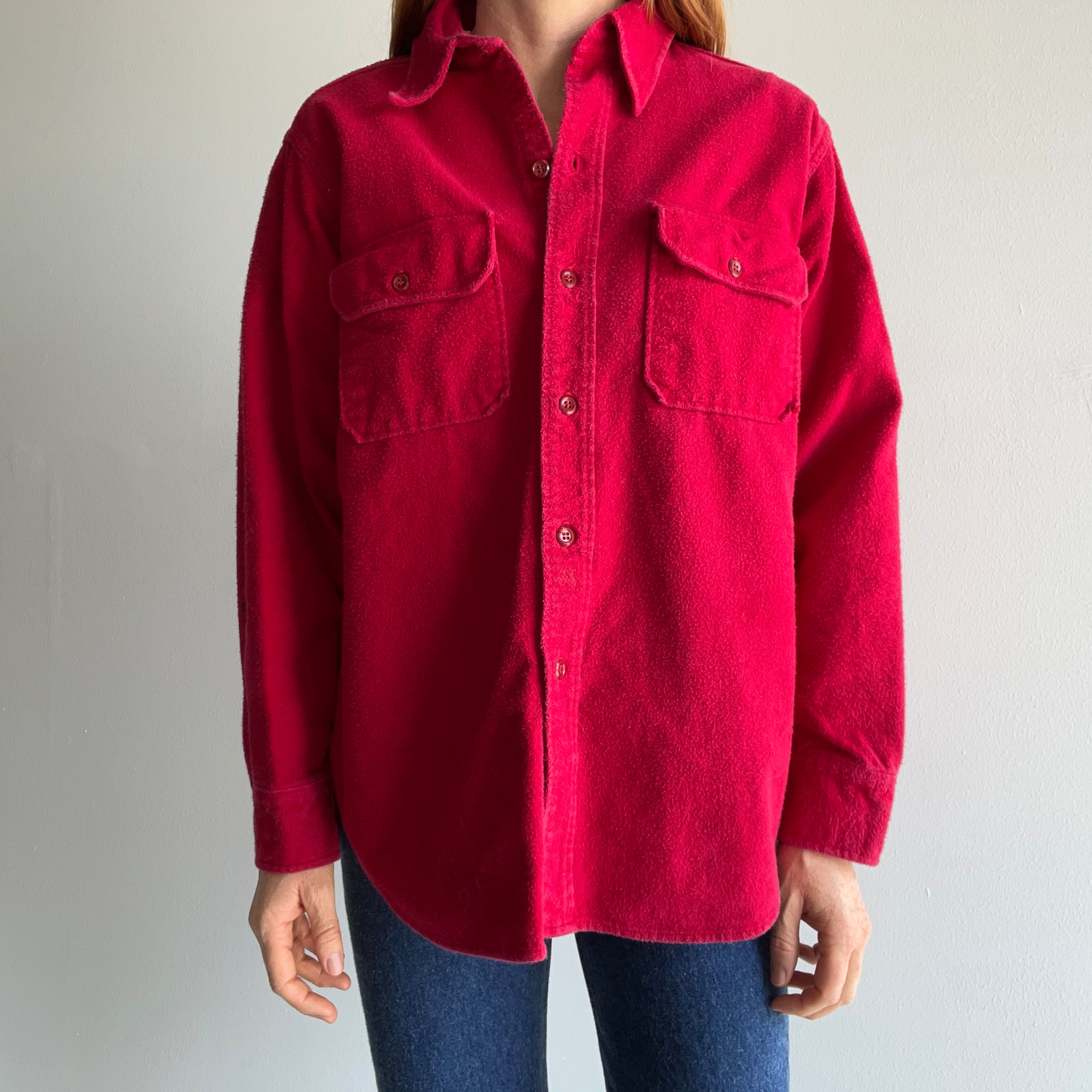 1990s USA Made Red Woolrich Heavyweight Flannel