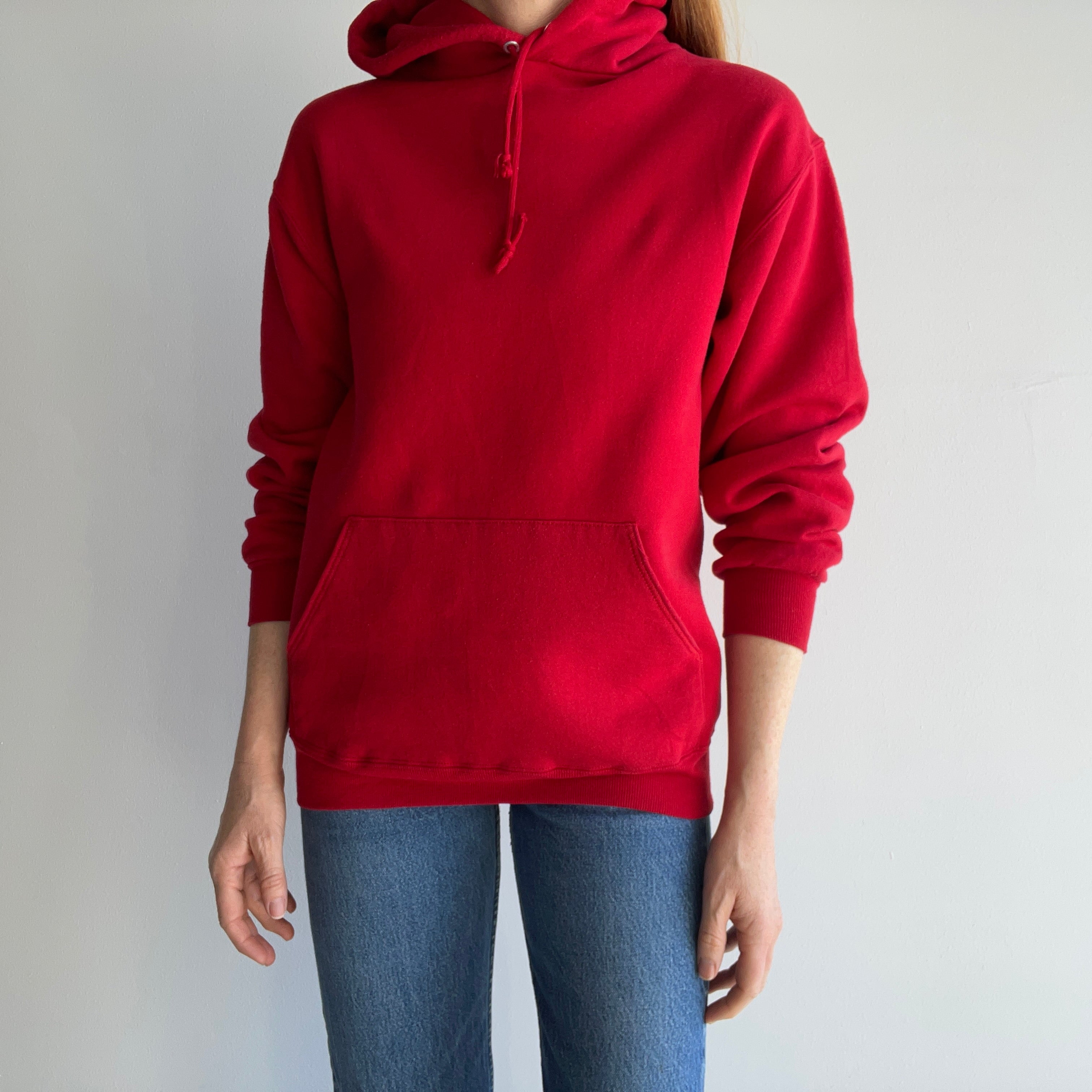 1980s Cardinal Red Pullover Hoodie by Jerzees