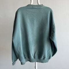 1990/2000s Jade Green Nicely Tattered Collar Sweatshirt