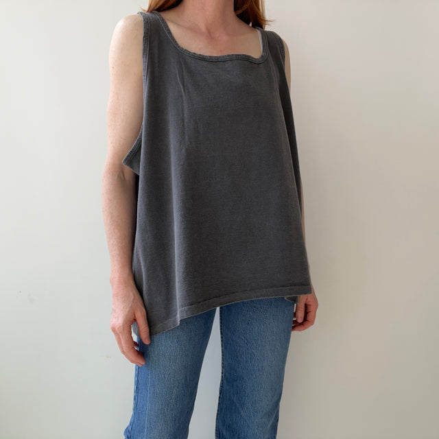 1990s Dark Gray/Faded Black Larger Boxy Tank Top