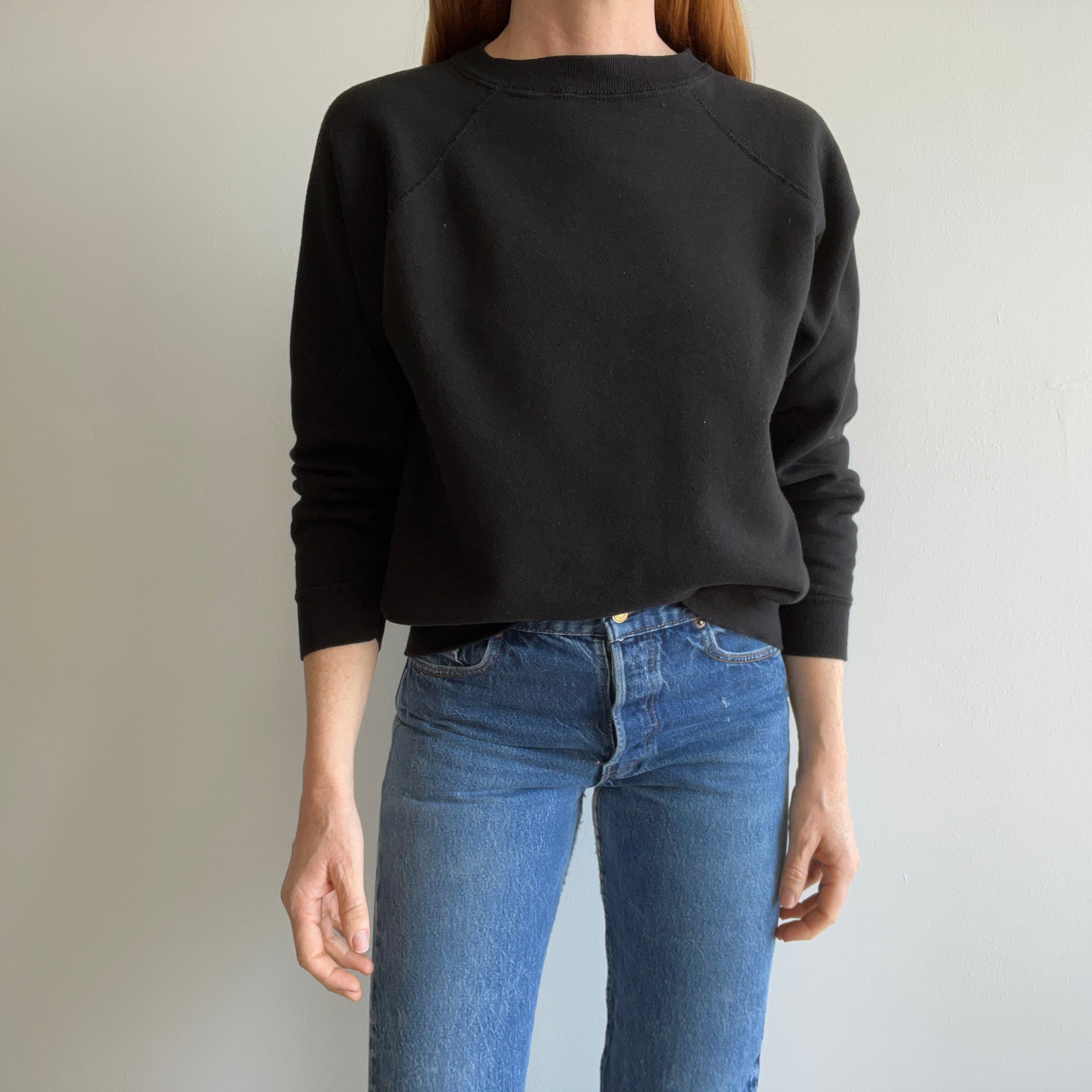 1970s Blank Black Sweatshirt in Great Shape!