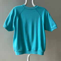 1980s Blank Teal Short Sleeve Sweatshirt - SO. SOFT.