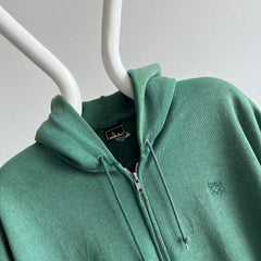 1980/90s USA Ultra Faded and Nicely Worn Green Zip Up Hoodie