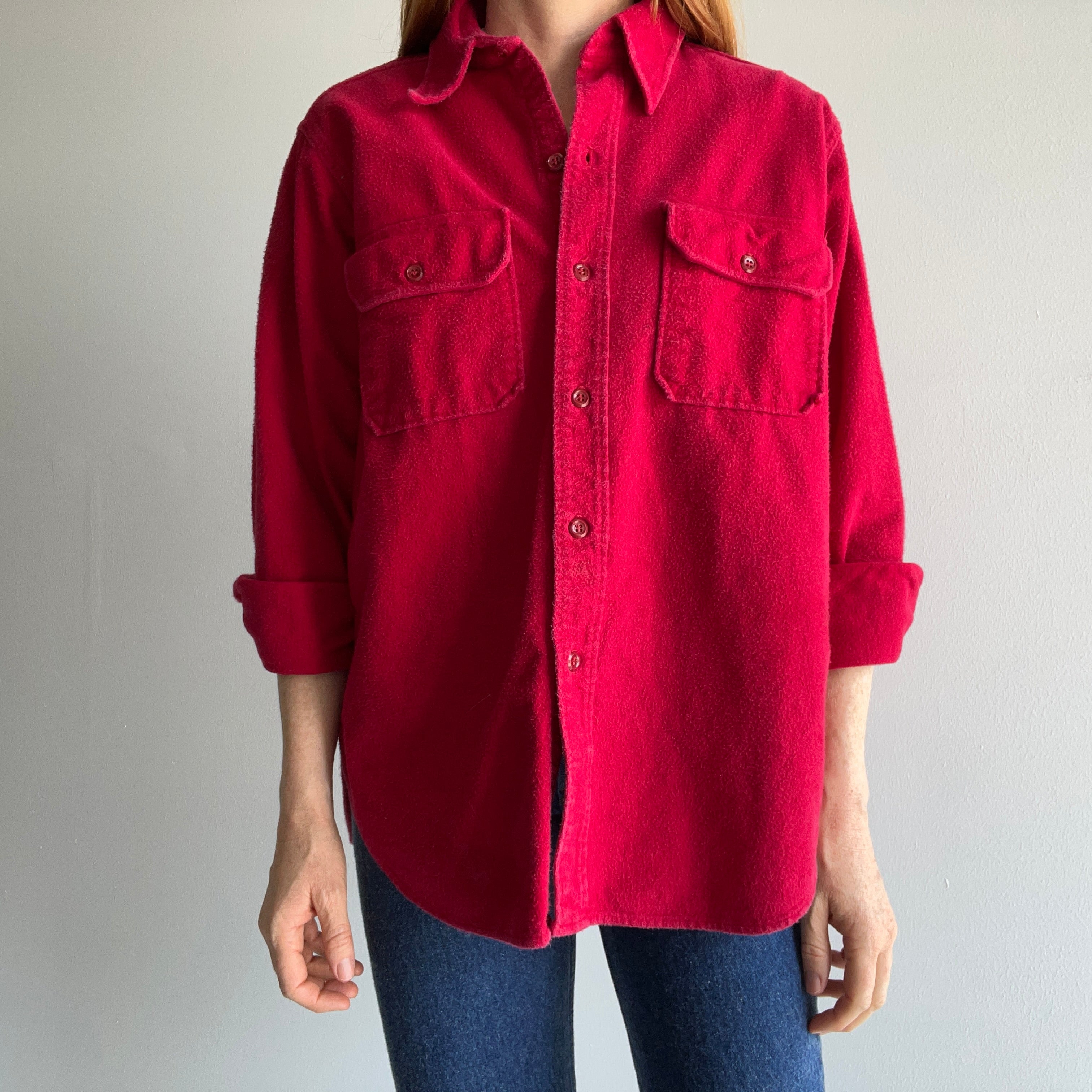 1990s USA Made Red Woolrich Heavyweight Flannel