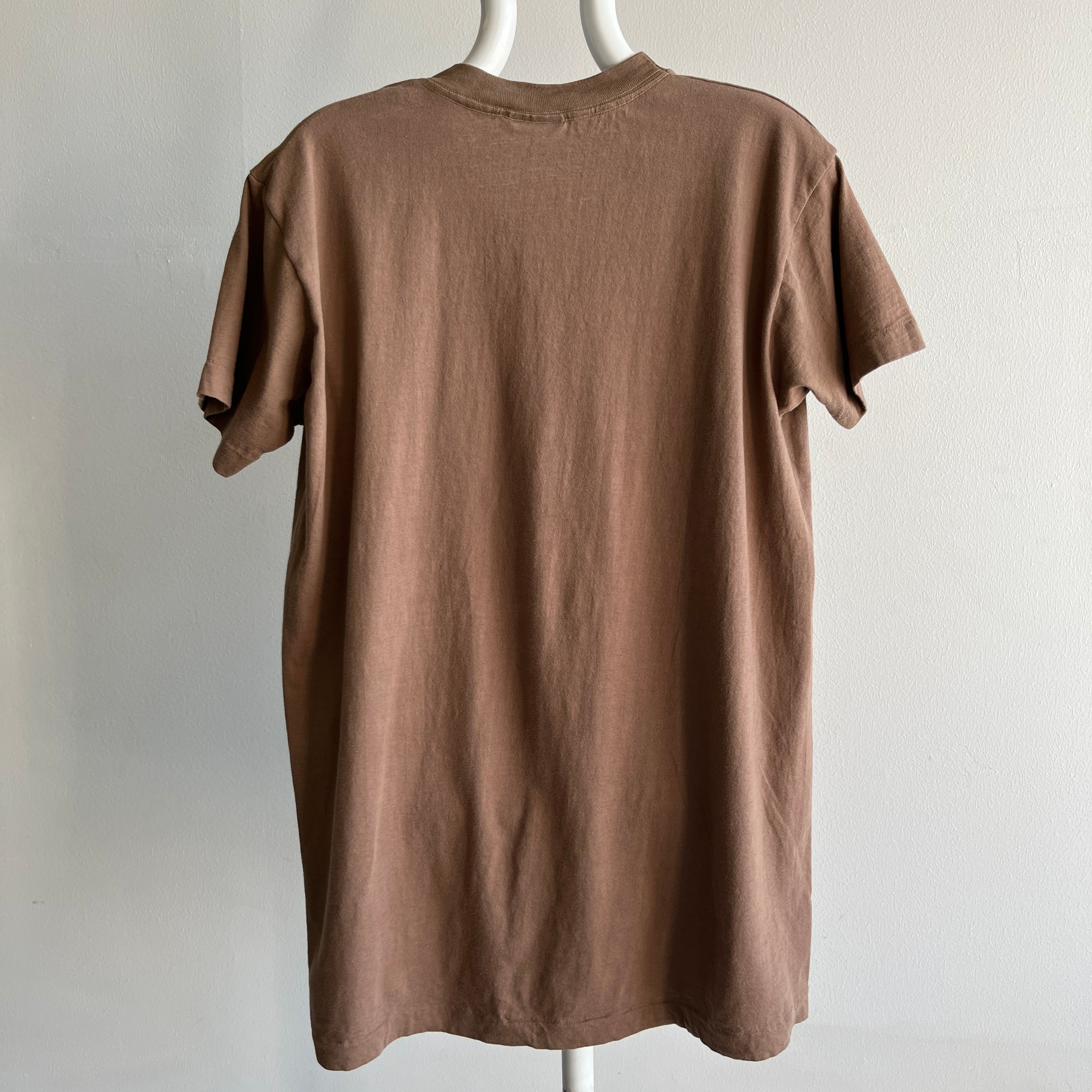 1990 Army Issued Cafe Au Lait Colored Blank Cotton T-Shirt